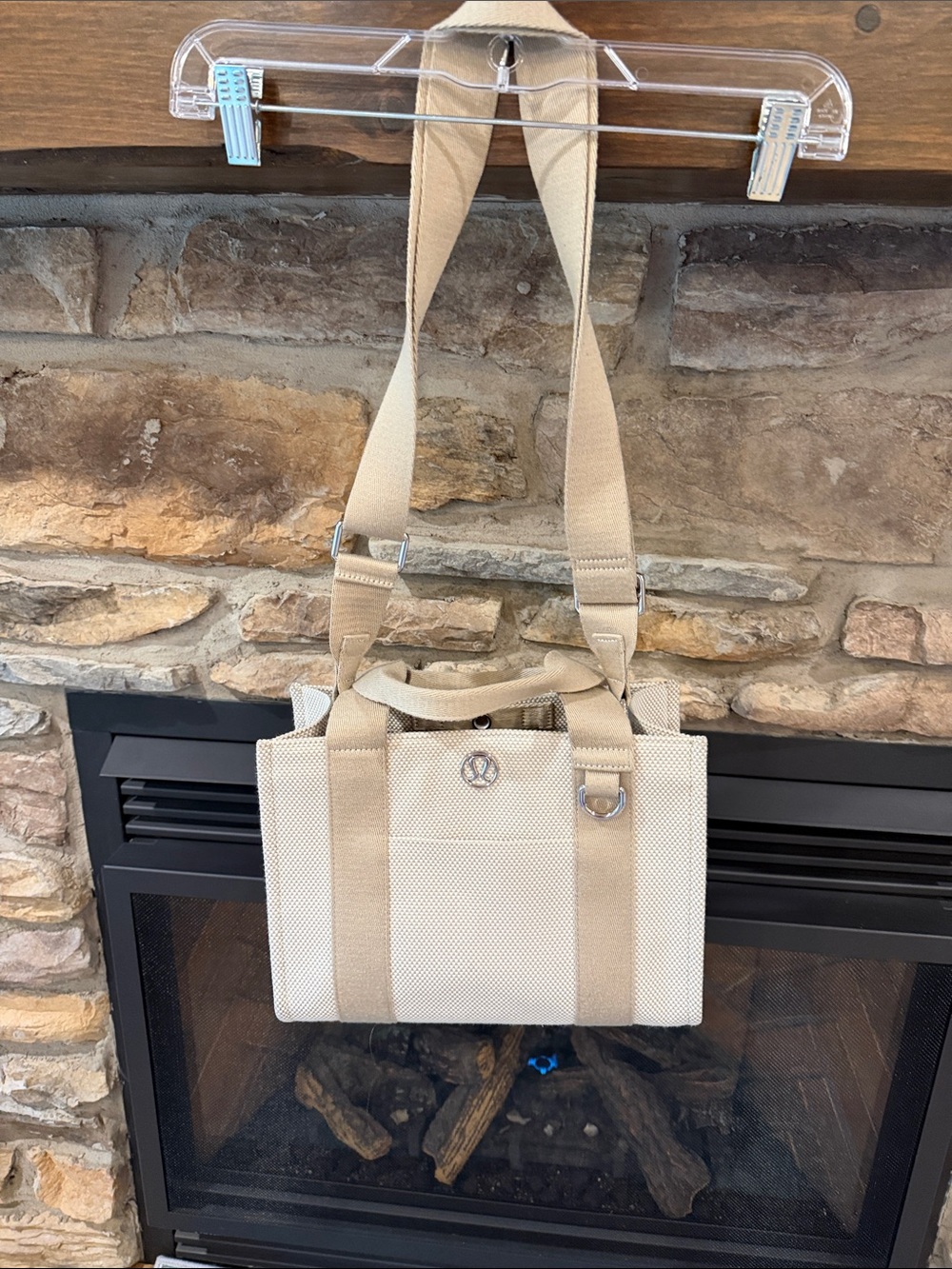 Canvas Lululemon bag in Beige with Adjustable Strap